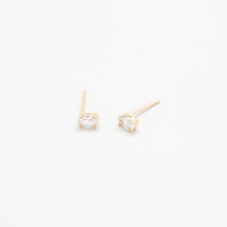 White CZ Oval Stud earrings