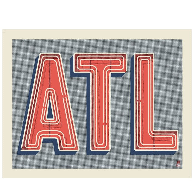 red and blue atl neon art print