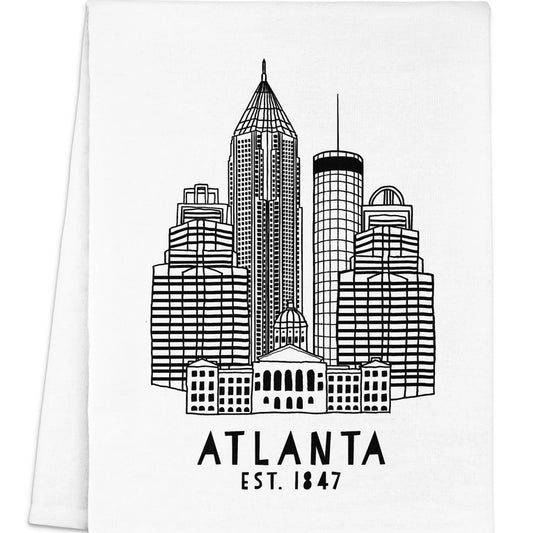 black and white atlanta tea towel