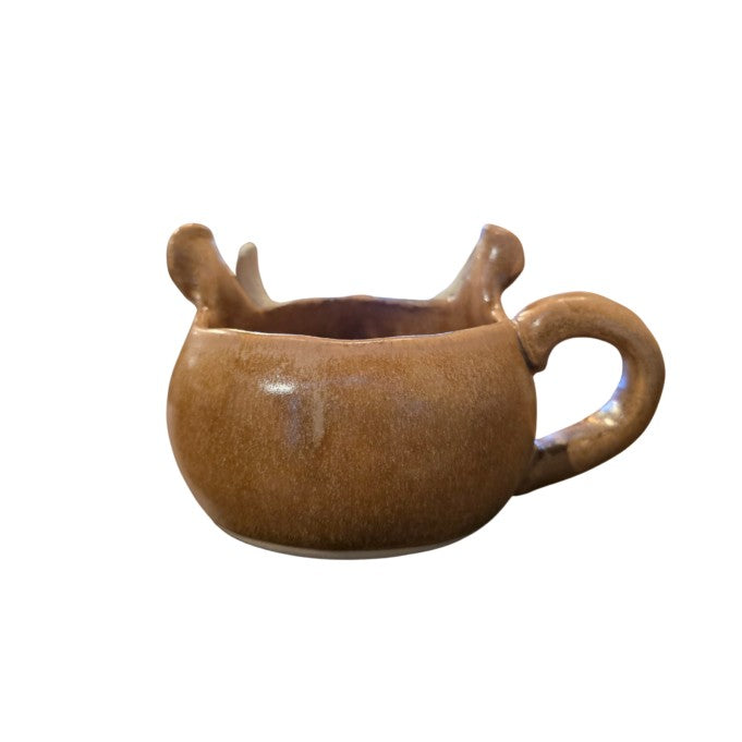 Short brown ceramic mug