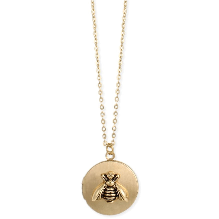 Gold locket with a bee embossed on the pendant