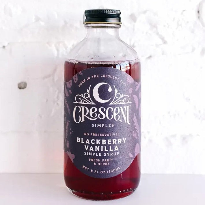 Sixteen fluid ounce bottle of blackberry vanilla simple syrup