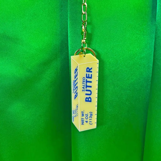 Keychain in the shape of a stick of salted butter