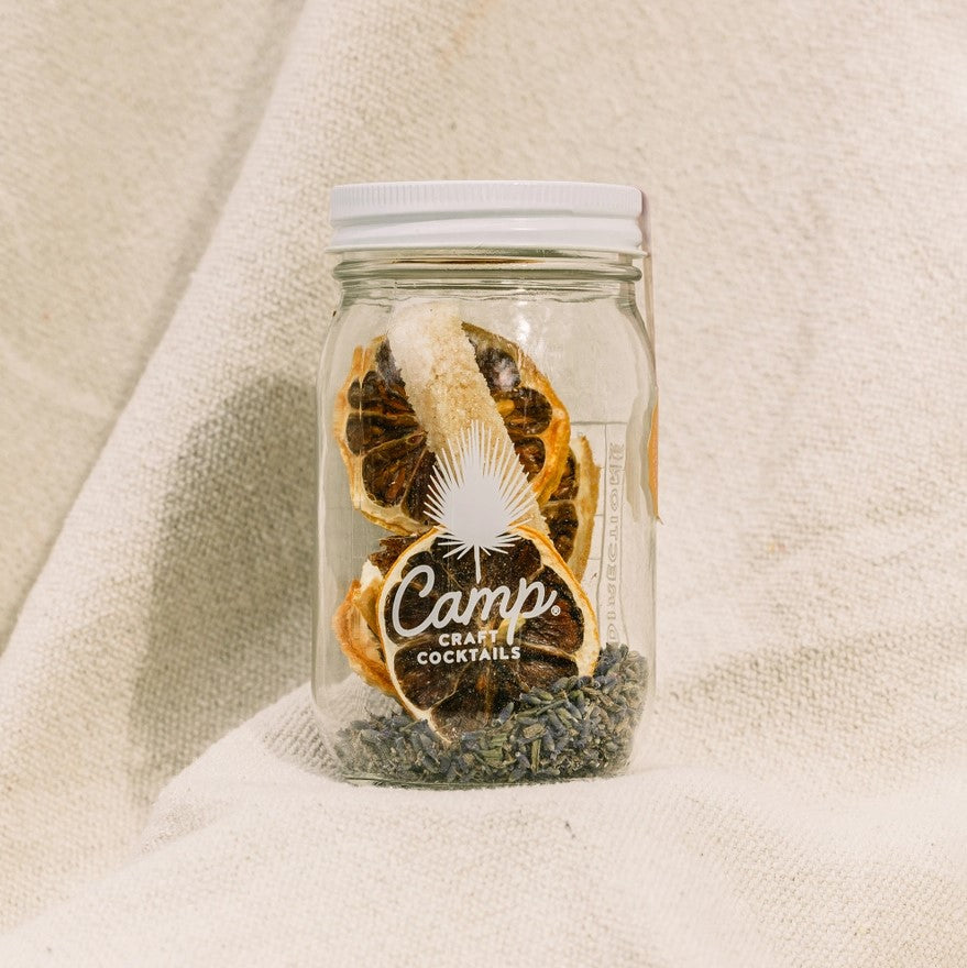 jar containing dry ingredients for a cocktail
