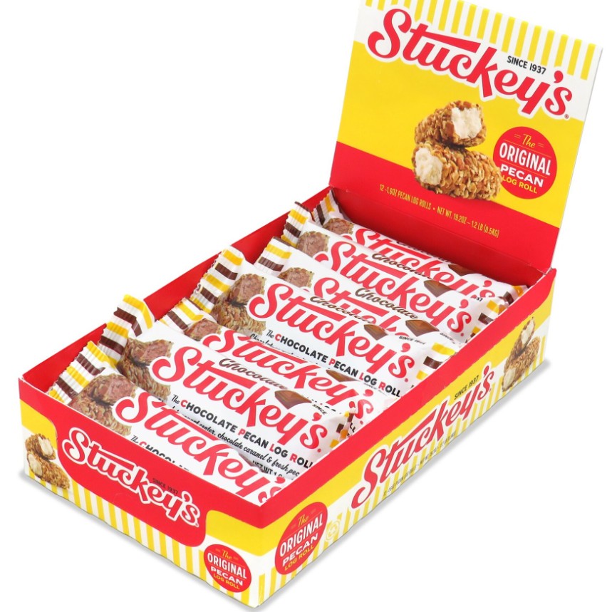 Box of Stuckey's chocolate pecan rolls