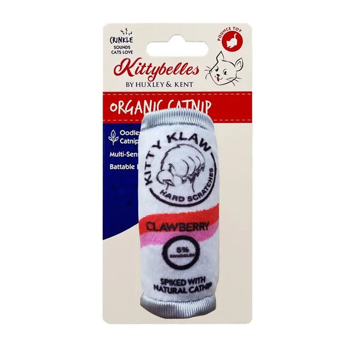 Catnip toy shaped like a White Claw hard seltzer