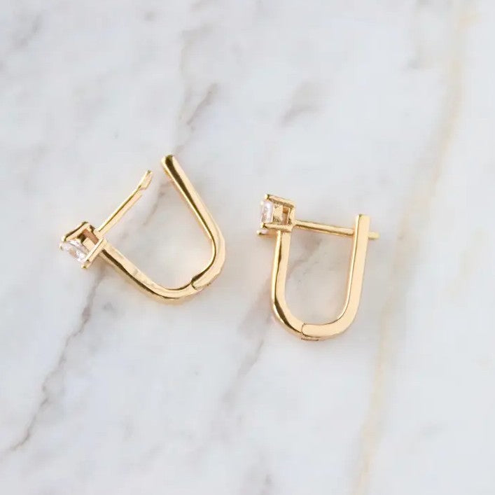 CZ U Huggie Earrings