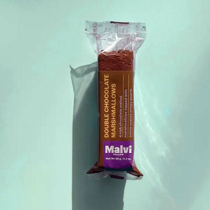 Pack of four square double chocolate flavored marshmallows