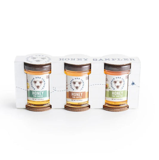 honey sampler set with three mini honey jars