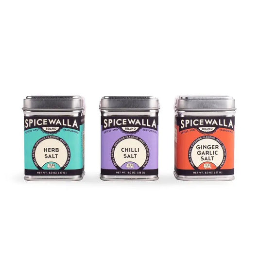 Three Spicewalla spice containers
