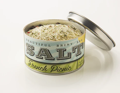 Thick pieces of sea salt in a 8 oz jar