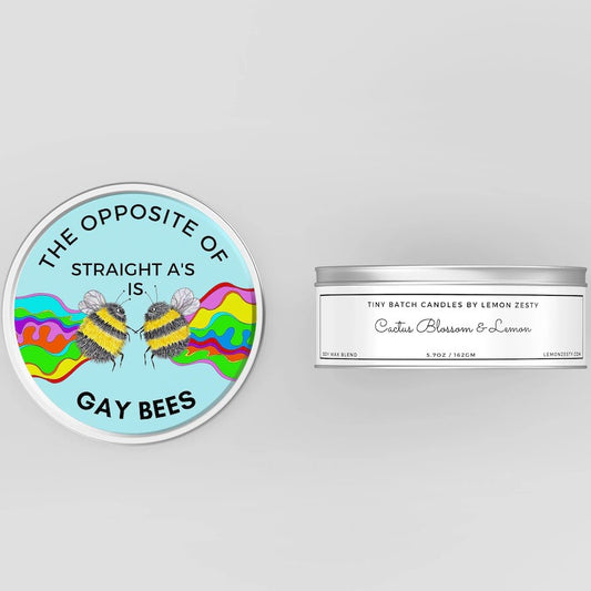 the opposite of straight a's is gay bees candle lid