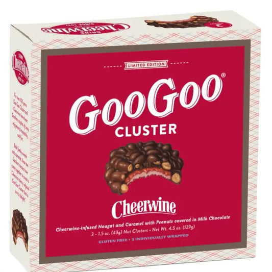 A box of three Cheerwine-flavored Goo Goo Clusters