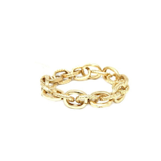 Chunky gold chain bracelet with elastic