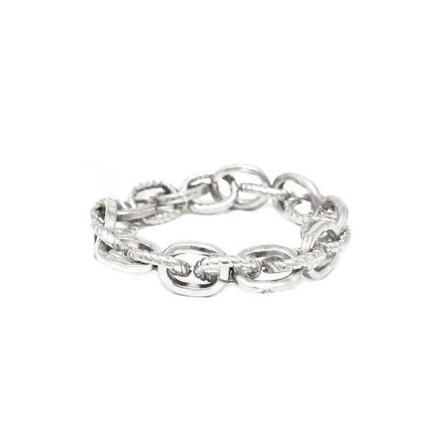 Chunky silver chain bracelet with elastic