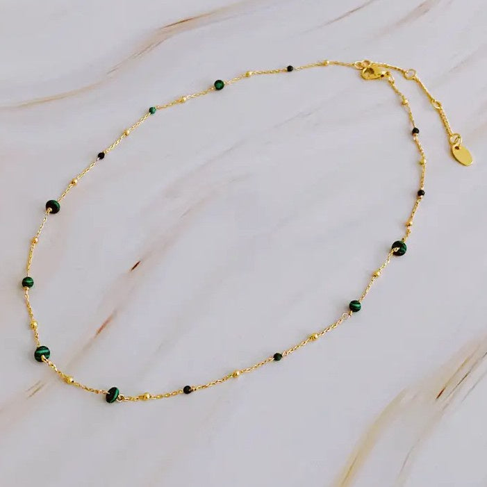Dainty Green Bead Necklace