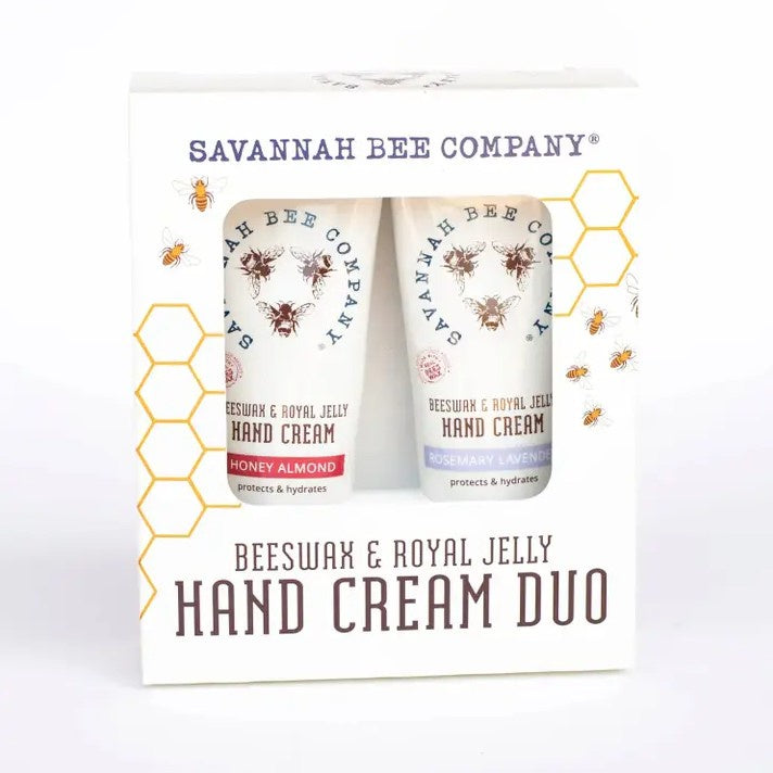 Savannah Bee hand cream gift set with honey almond and rosemary lavender lotions