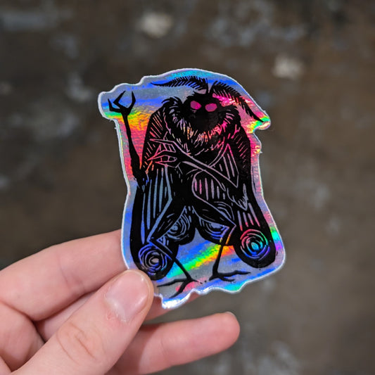holographic mothman sticker