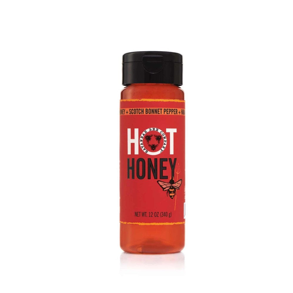 squeeze bottle of hot scotch bonnet pepper honey