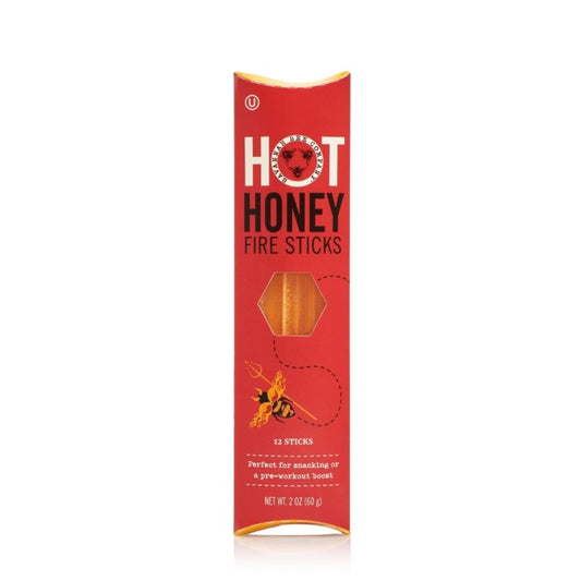 Packaged container of hot honey fire sticks straws