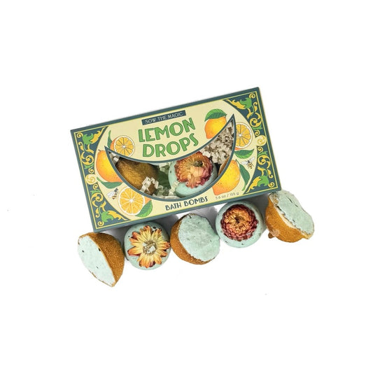 Box of floral lemon drop bath bombs