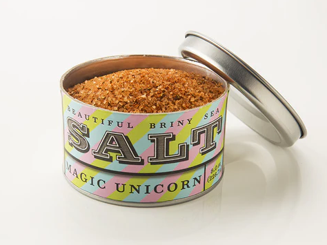 Striped Container of Sea Salt by Beautiful Briny Sea Salt