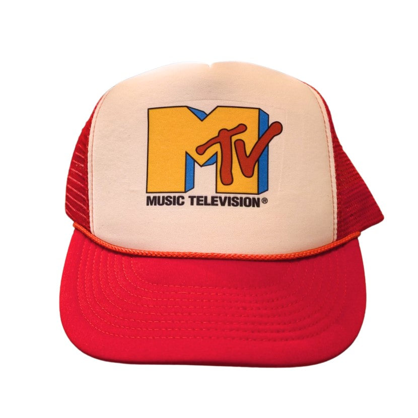 mtv classic logo mesh and white hat