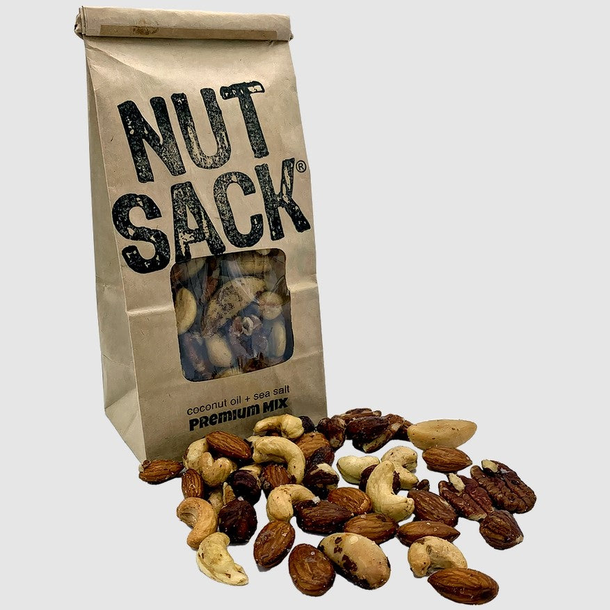 kraft bag of nuts with various nuts