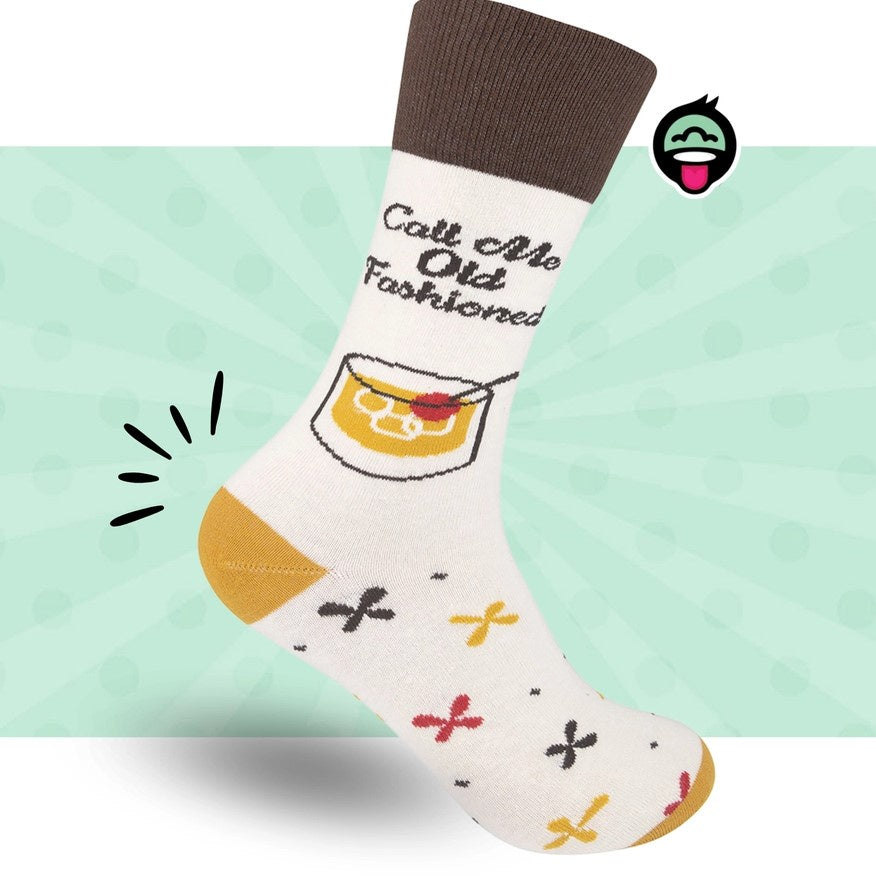 old fashioned drink on socks with text "call me old fashioned"