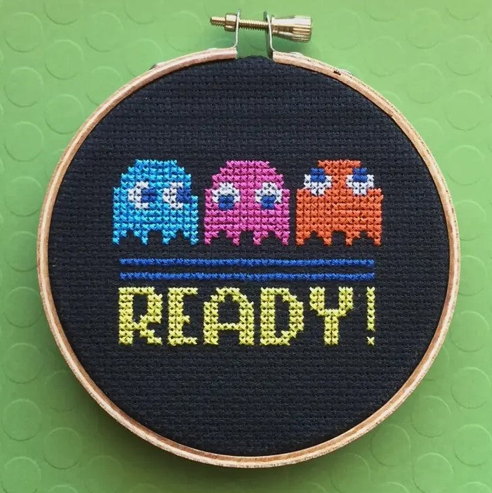 pacman ready circle cross stitch