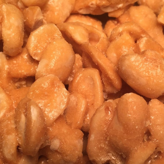 up-close view of peanut brittle