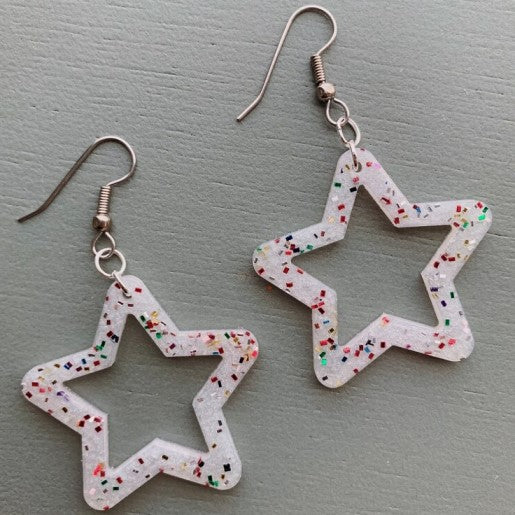Resin glitter Star earrings