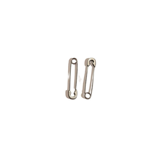 Silver earrings shaped like safety pins