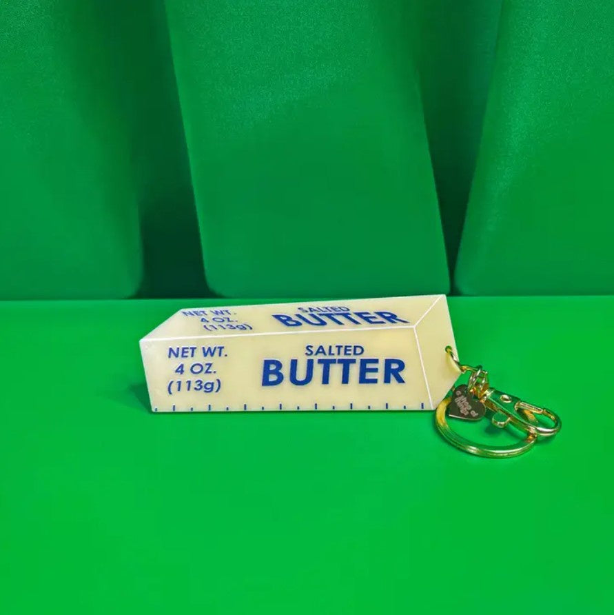 Keychain in the shape of a stick of salted butter
