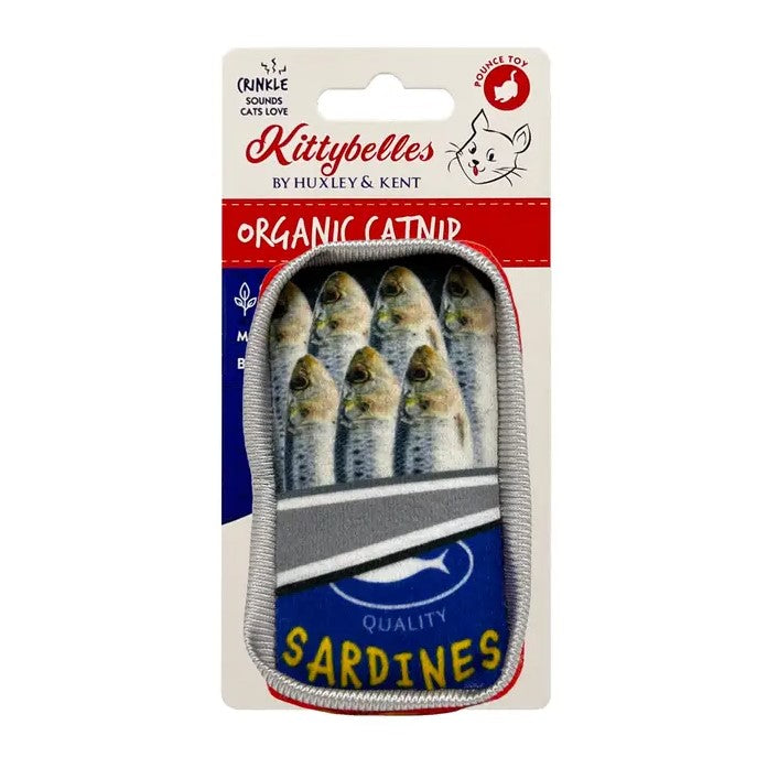 Catnip toy shaped like a tin of sardines