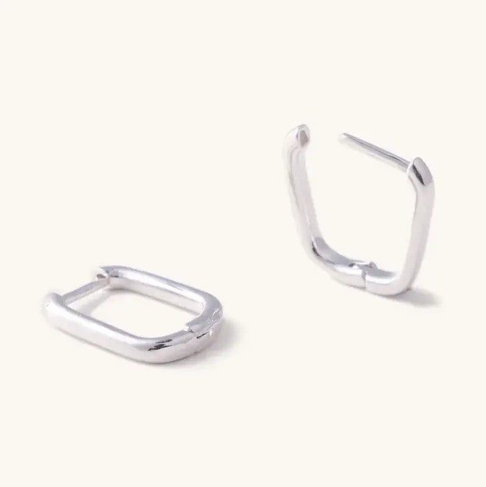 Small silver oval hoop earrings
