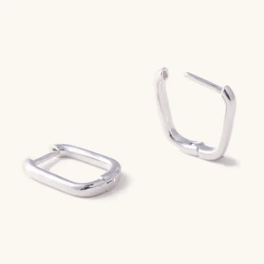 Small silver oval hoop earrings