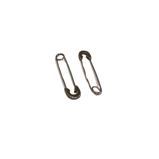 Silver earrings shaped like safety pins
