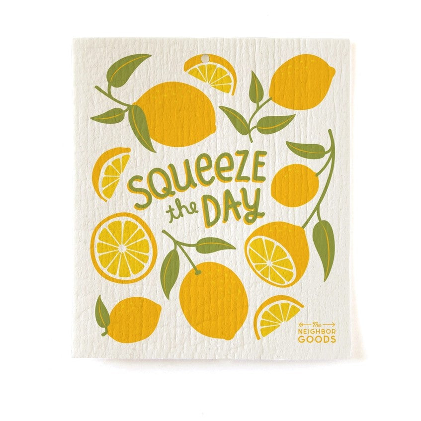 Sponge cloth with yellow lemons
