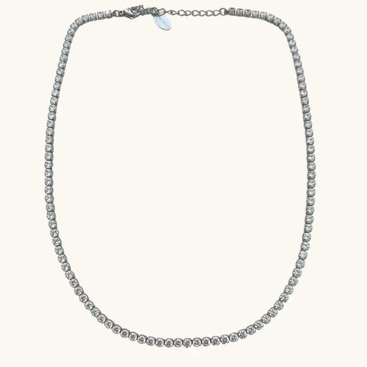 Silver necklace with crystals