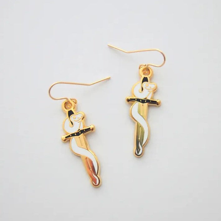 snake and knife earrings