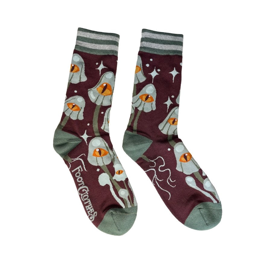 third eye mushroom sparkle socks