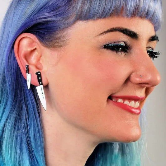 Small kitchen knife shaped earrings
