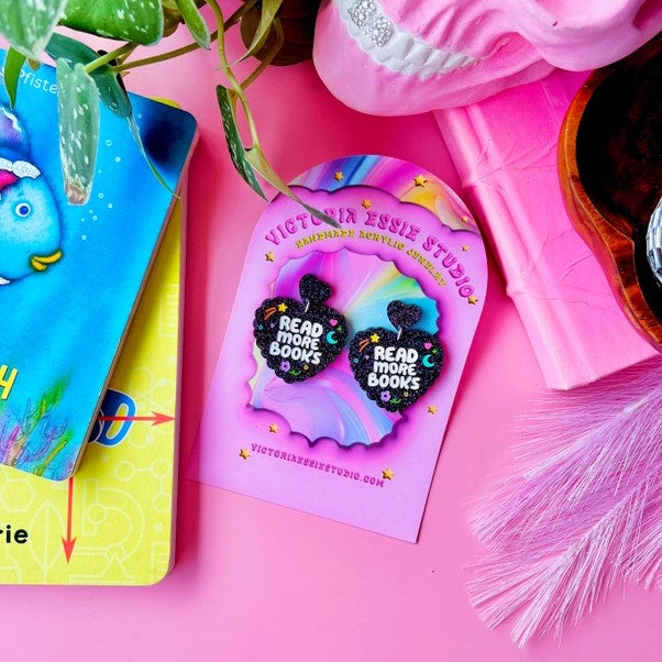 double stacked black heart earrings