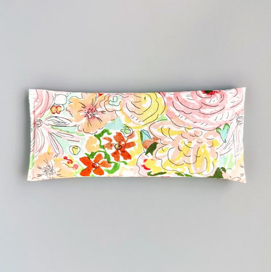 Organic lavender and flaxseed eye pillow in a watercolor floral pattern