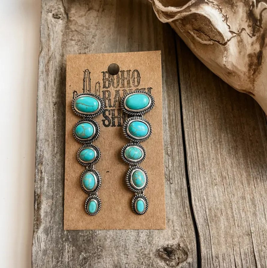 Turquoise stone danging earrings
