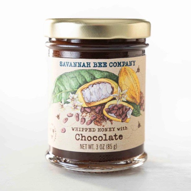 Three ounce jar of whipped honey with chocolate