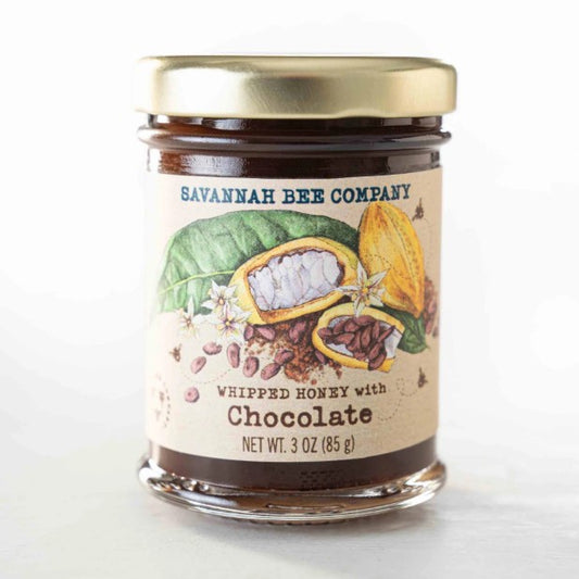 Three ounce jar of whipped honey with chocolate