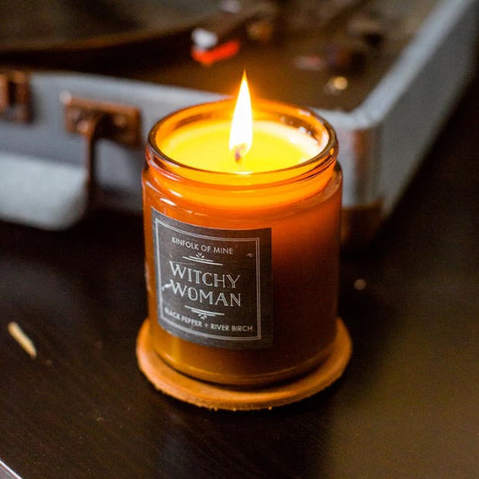 witchy woman candle product photography