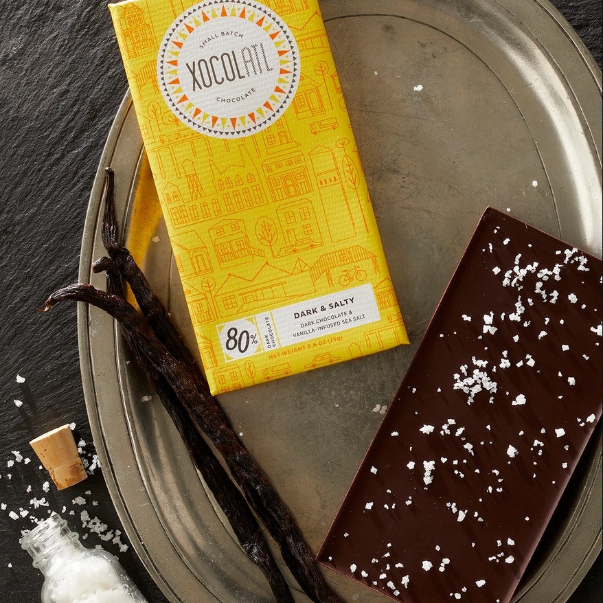 chocolate bar with whole sea salt on it